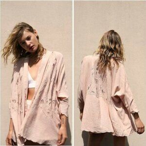 Free People Lace Back‎ Kimono Cardigan Duster Lightweight Open Front